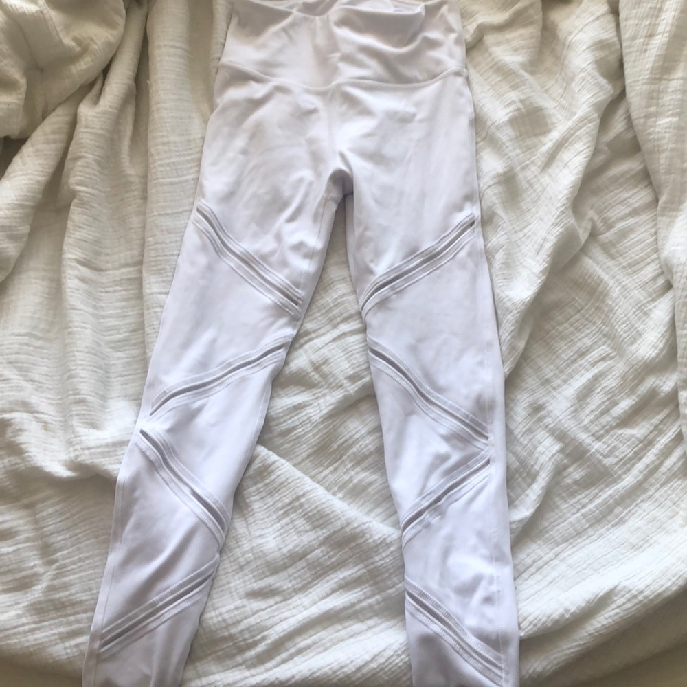 Fashion Nova white zig zag mesh leggings